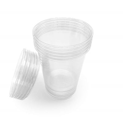 Plastmuggar med lock - 950 ml - 5-pack